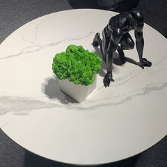 Modern Round Sintered Stone Coffee Table with Rotating Top