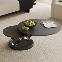 Modern Round Sintered Stone Coffee Table with Rotating Top