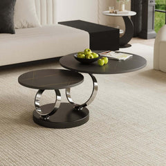 Modern Round Sintered Stone Coffee Table with Rotating Top