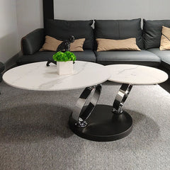 Modern Round Sintered Stone Coffee Table with Rotating Top
