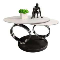 Modern Round Sintered Stone Coffee Table with Rotating Top