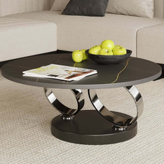 Modern Round Sintered Stone Coffee Table with Rotating Top