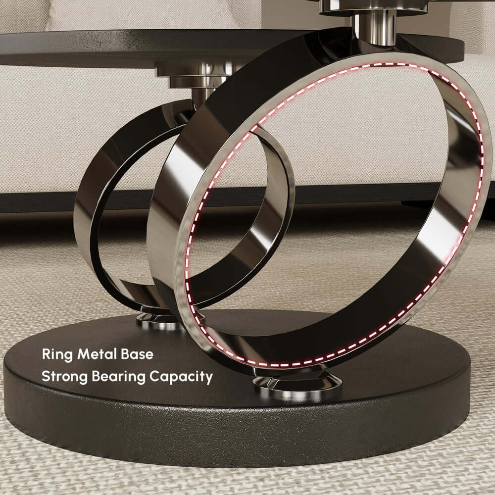 Modern Round Sintered Stone Coffee Table with Rotating Top
