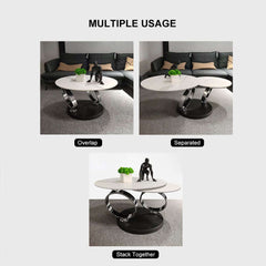 Modern Round Sintered Stone Coffee Table with Rotating Top