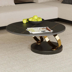 Modern Round Sintered Stone Coffee Table with Rotating Top