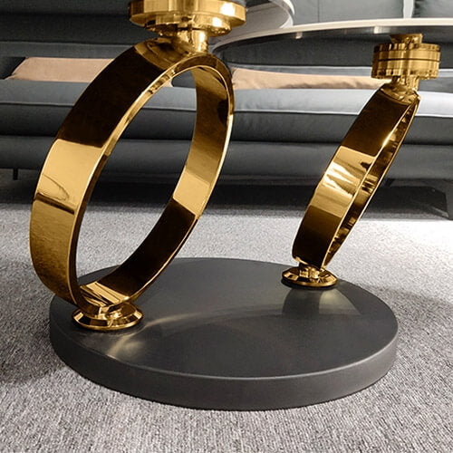 Modern Round Sintered Stone Coffee Table with Rotating Top