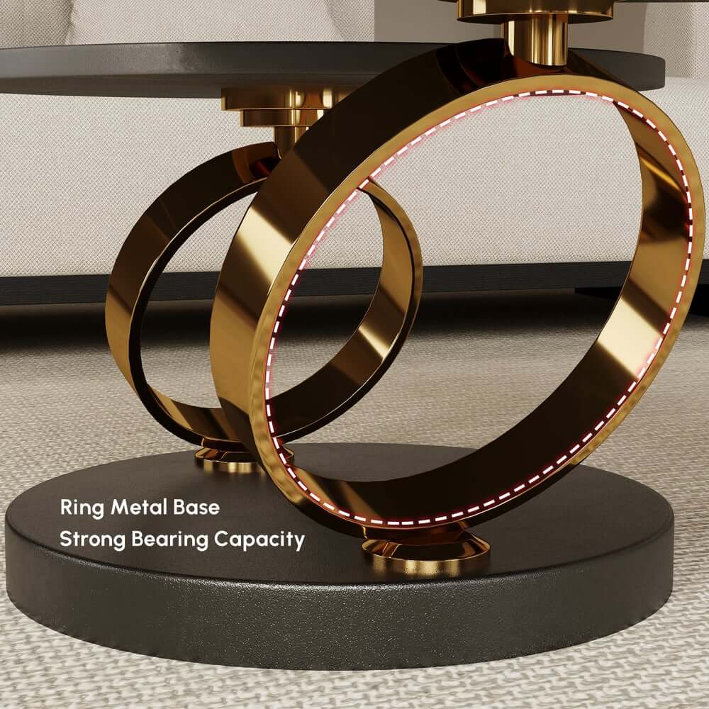 Modern Round Sintered Stone Coffee Table with Rotating Top