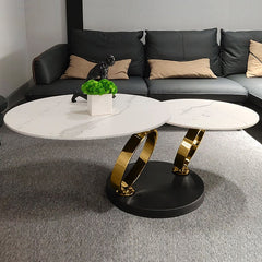 Modern Round Sintered Stone Coffee Table with Rotating Top