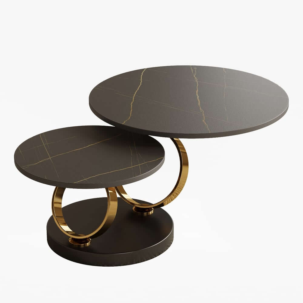 Modern Round Sintered Stone Coffee Table with Rotating Top