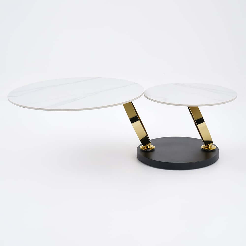 Modern Round Sintered Stone Coffee Table with Rotating Top