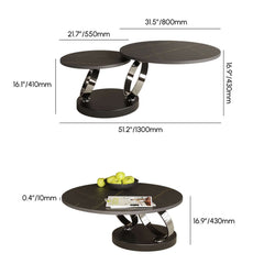 Modern Round Sintered Stone Coffee Table with Rotating Top Dimensions