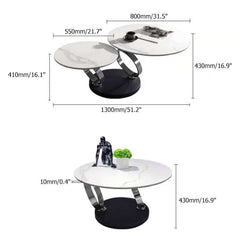 Modern Round Sintered Stone Coffee Table with Rotating Top Dimensions