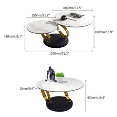Modern Round Sintered Stone Coffee Table with Rotating Top Dimensions