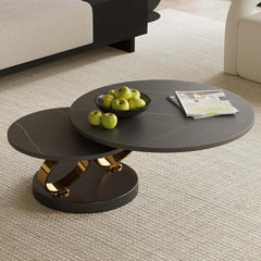 Modern Round Sintered Stone Coffee Table with Rotating Top Main Product Image