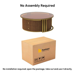 Modern Round Sintered Stone Coffee Tables With Drawers