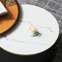 Modern Round Sintered Stone Coffee Tables With Drawers