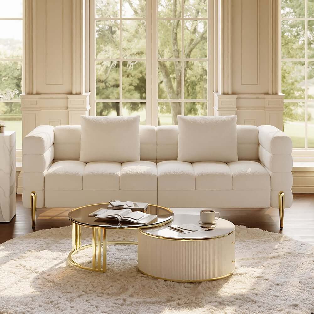 Modern Round Sintered Stone Coffee Tables With Drawers