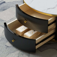 Modern Round Sintered Stone Coffee Tables With Drawers