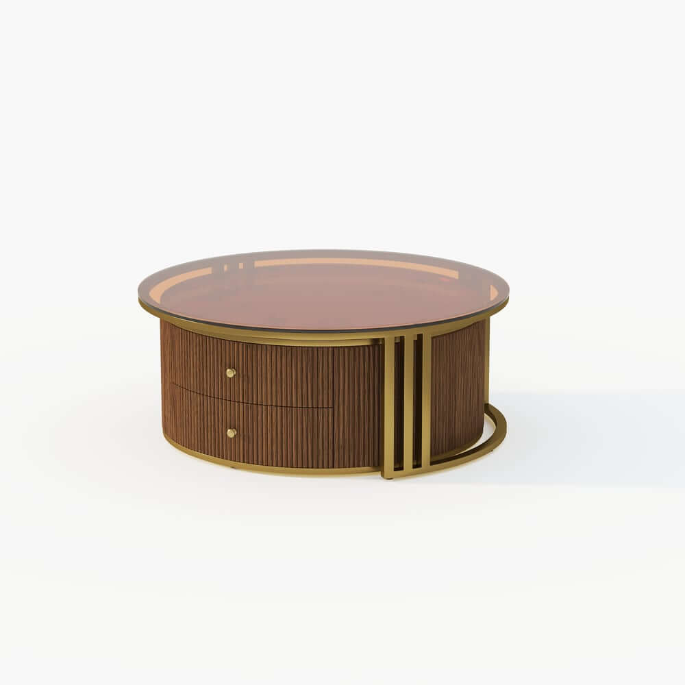 Modern Round Sintered Stone Coffee Tables With Drawers