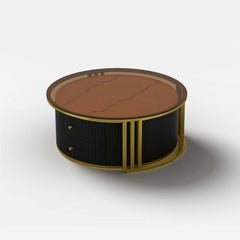 Modern Round Sintered Stone Coffee Tables With Drawers