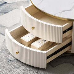 Modern Round Sintered Stone Coffee Tables With Drawers