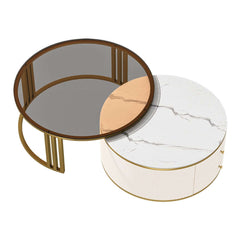 Modern Round Sintered Stone Coffee Tables With Drawers