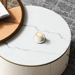 Modern Round Sintered Stone Coffee Tables With Drawers