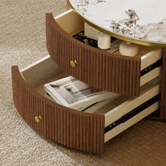 Modern Round Sintered Stone Coffee Tables With Drawers