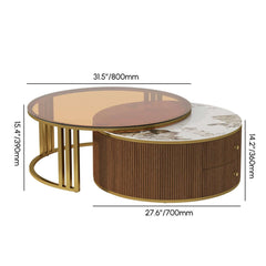 Modern Round Sintered Stone Coffee Tables With Drawers Dimensions