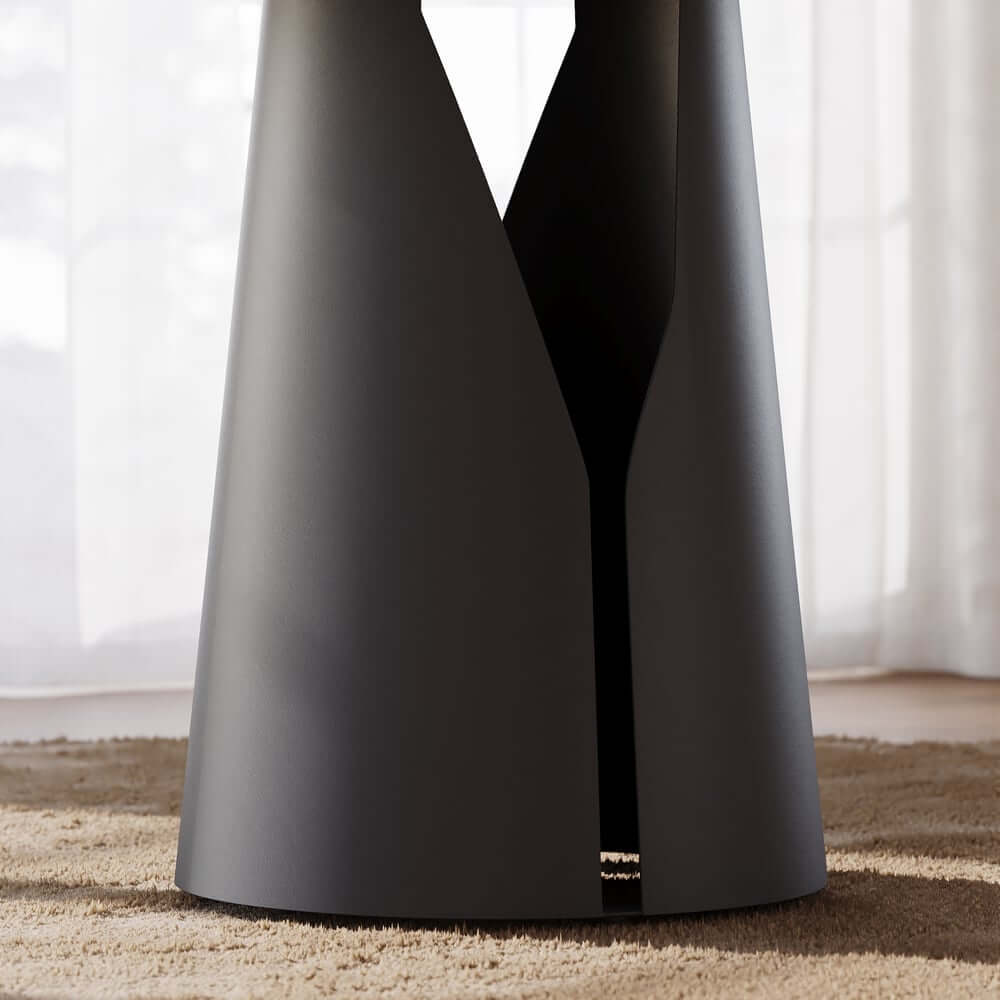 Modern Round Sintered Stone Dining Table, Gold Pedestal Base