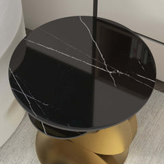 Modern Round Sintered Stone Table With Sculptural Base