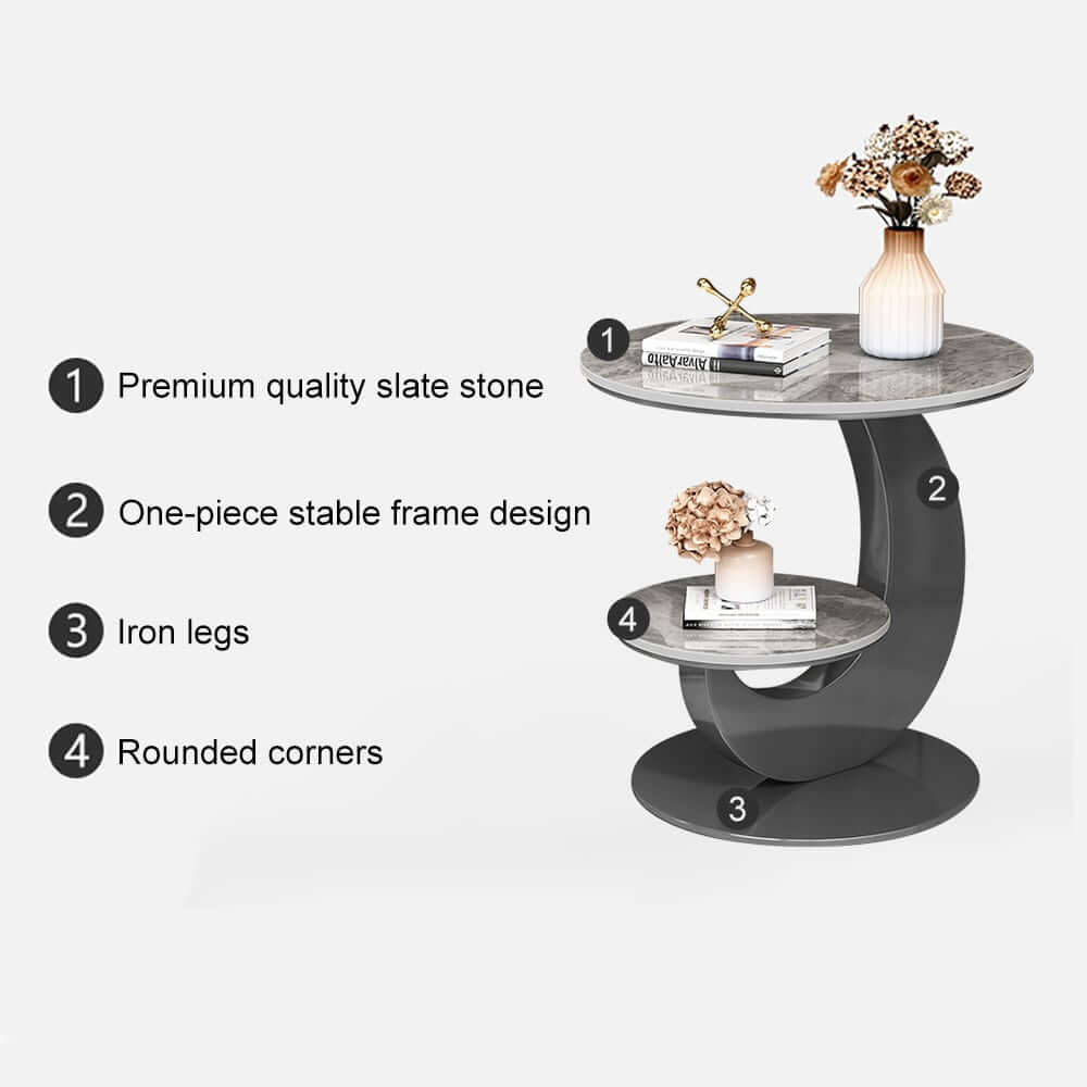Modern Round Sintered Stone Table With Sculptural Base