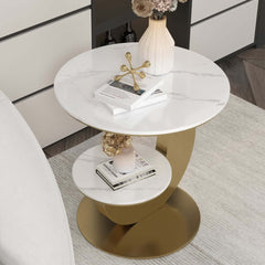 Modern Round Sintered Stone Table With Sculptural Base