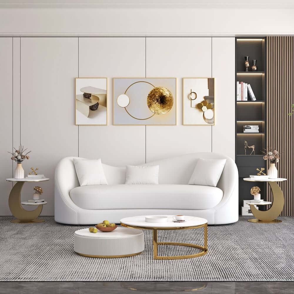 Modern Round Sintered Stone Table With Sculptural Base
