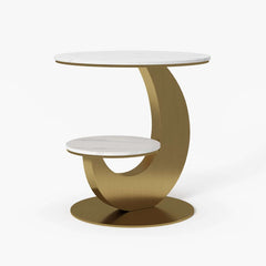 Modern Round Sintered Stone Table With Sculptural Base