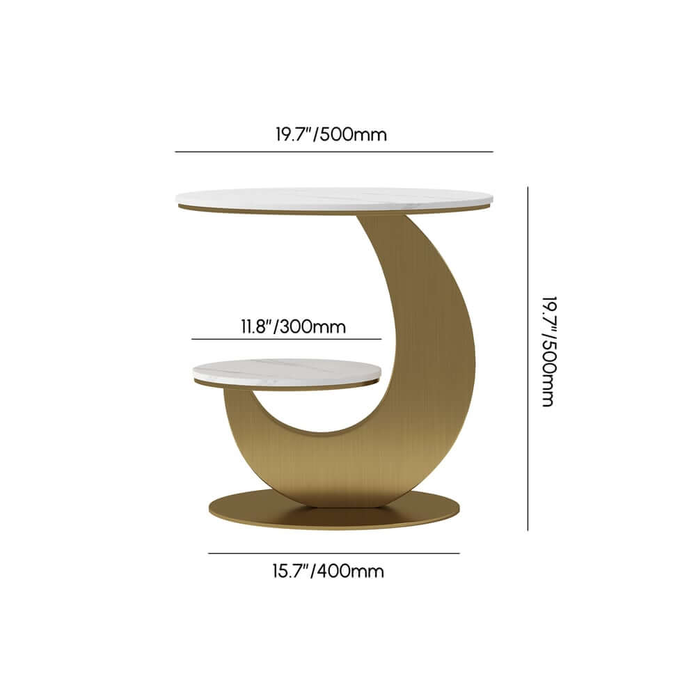 Modern Round Sintered Stone Table With Sculptural Base Dimensions