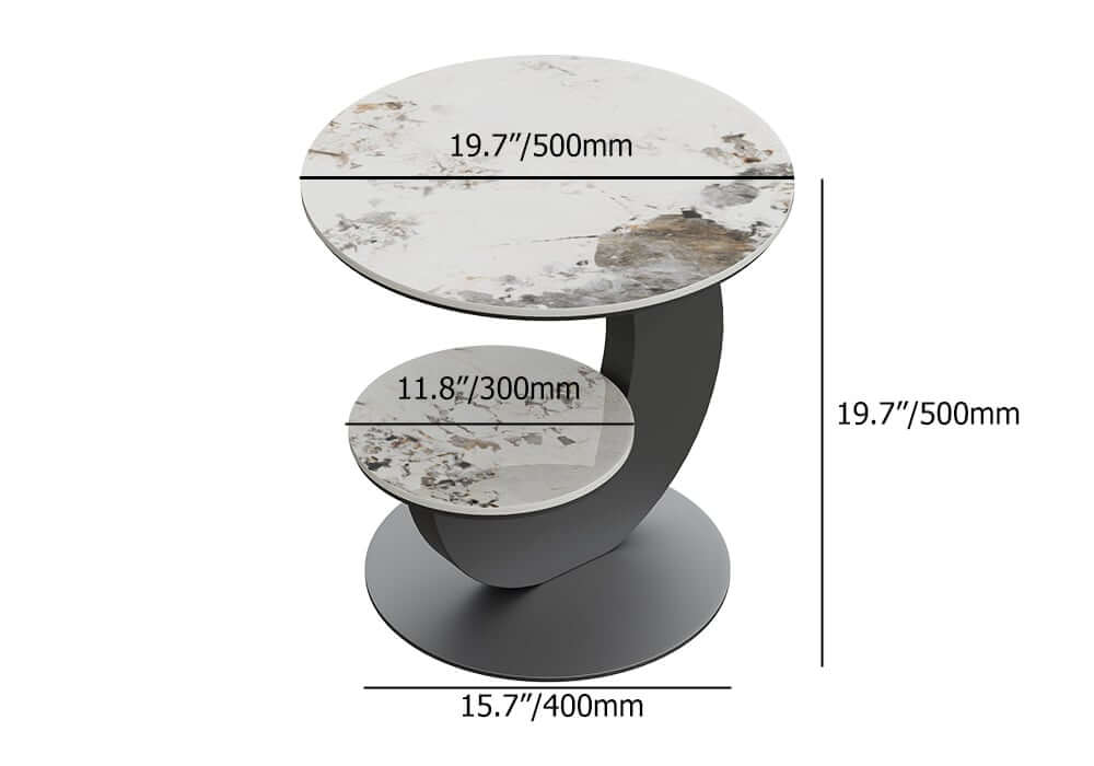 Modern Round Sintered Stone Table With Sculptural Base Dimensions