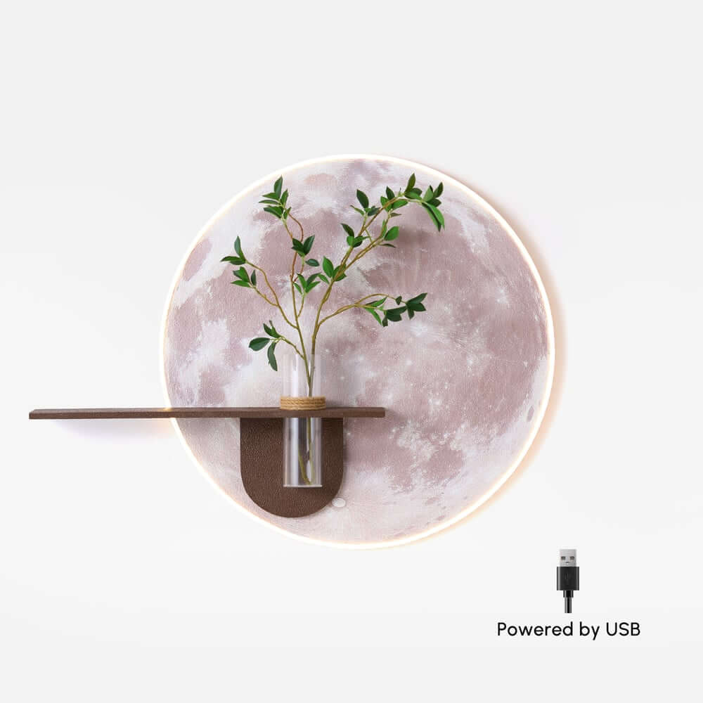 Modern Round Wall Art with LED Lighting and Nature-Inspired Design