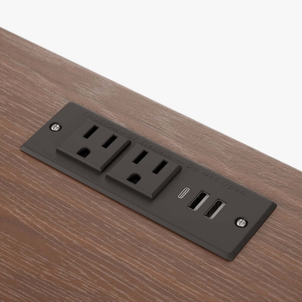 Modern Rubber Wood Bedroom Set with Boucle Headboard and Travertine Top