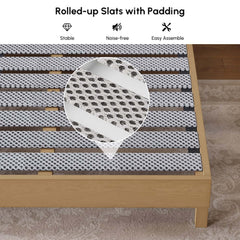 Modern Rubber Wood Bedroom Set with Boucle Headboard and Travertine Top