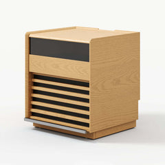Modern Rubber Wood Nightstand With Built-In Lighting