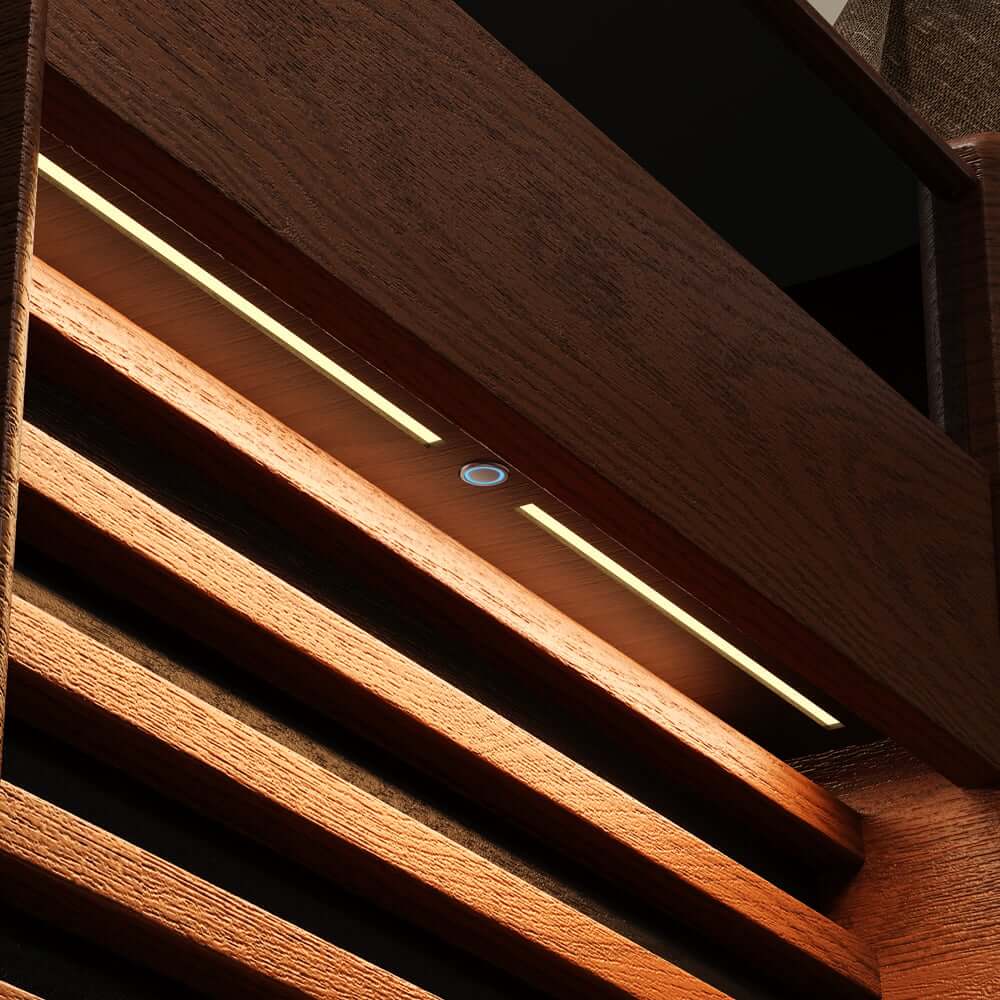 Modern Rubber Wood Nightstand With Built-In Lighting