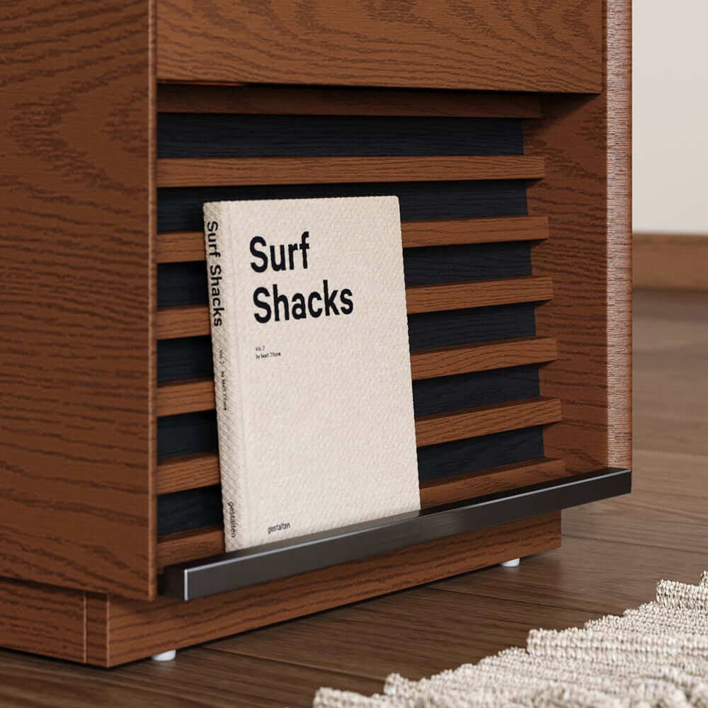 Modern Rubber Wood Nightstand With Built-In Lighting