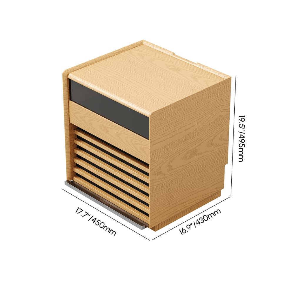 Modern Rubber Wood Nightstand With Built-In Lighting Dimensions