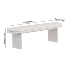 Modern Rubberwood Bench with White Boucle Upholstery Dimensions