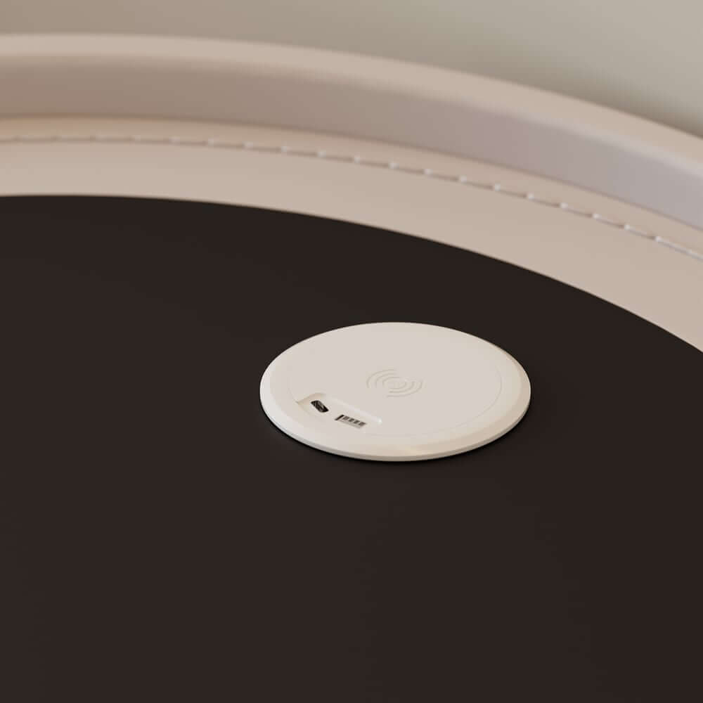 Modern Saddle Leather Vanity Set With Sintered Stone Top