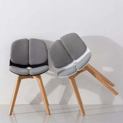 Modern Side Chair In Dark Gray Linen With Beech Legs