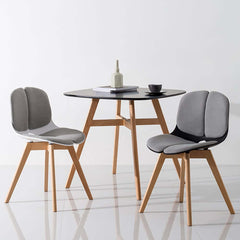 Modern Side Chair In Dark Gray Linen With Beech Legs