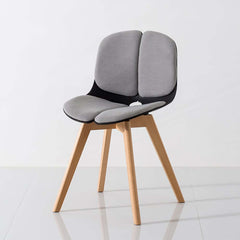 Modern Side Chair In Dark Gray Linen With Beech Legs Main Product Image