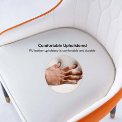 Modern Side Chair Set with Faux Leather Upholstery, White & Green